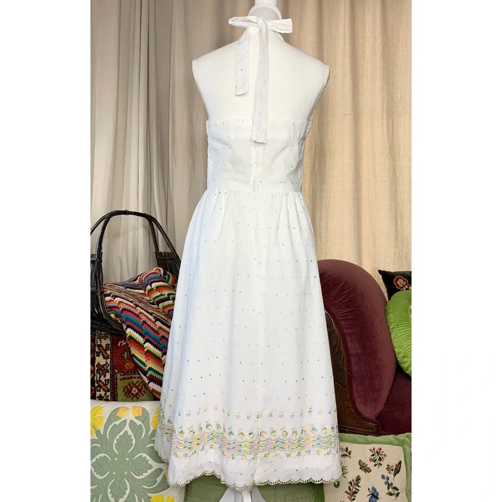 70s Eyelet Halter Dress - Picture 4 of 10